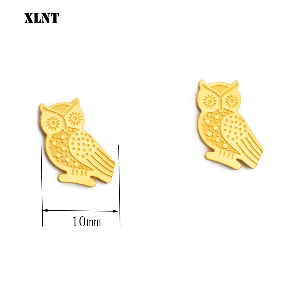 XLNT New Style Geometric Gold Color Stud Earring For Women Stainless Steel Owl Animal Earrings | Украшения и аксессуары
