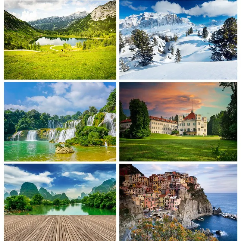 

SHENGYONGBAO Natural Scenery Photography Background Spring Landscape Travel Castle Photo Backdrops Studio Props 20201029FG- 02