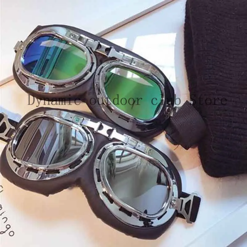 

Totrait Universal Vintage Motorcycle Goggles Pilot Motorbike Scooter Biker Glasses Helmet Goggles Foldable