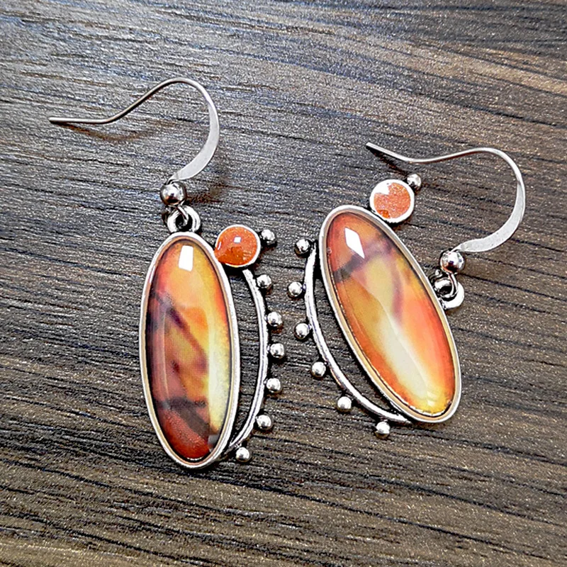 2019 винтажные креативные серьги-капли с желтым камнем для женщин длинные висячие