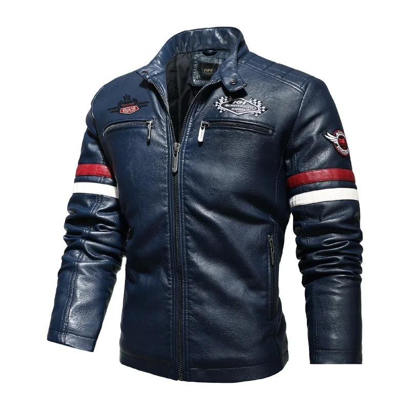 

Men's leather clothes motorcycle embroidery Pu jacket fashion brand coat men