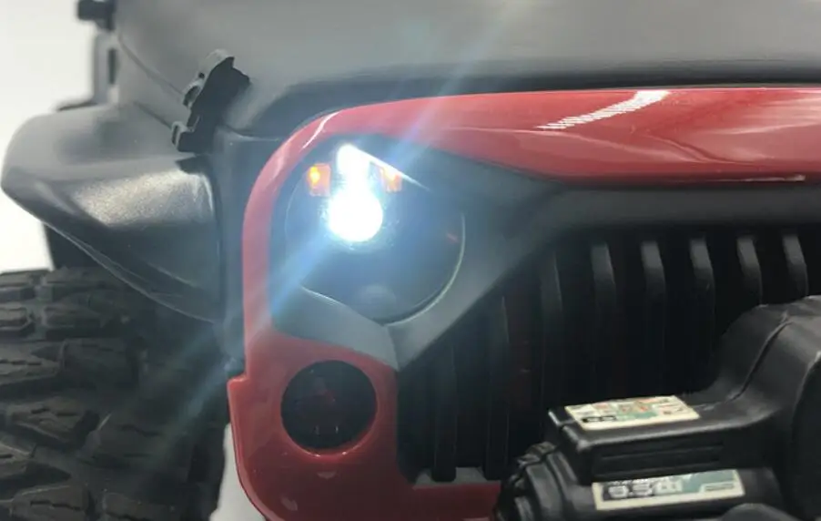 Масштаб 1/10 RC 4X4 JK гусеничный Грузовик JEEP Wrangler TOPFIE SEMA передние светодиодные фары