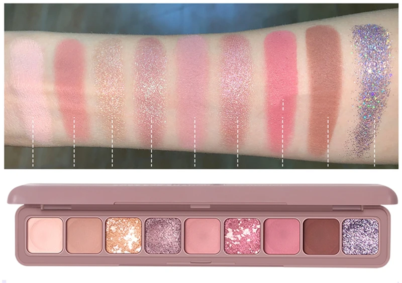 Glitter Eye Shadow Palette Makeup Kit Waterproof 9 Colors Red Nude Matte Pigment Shimmer Colorful Eyeshadow Powder Cosmetics
