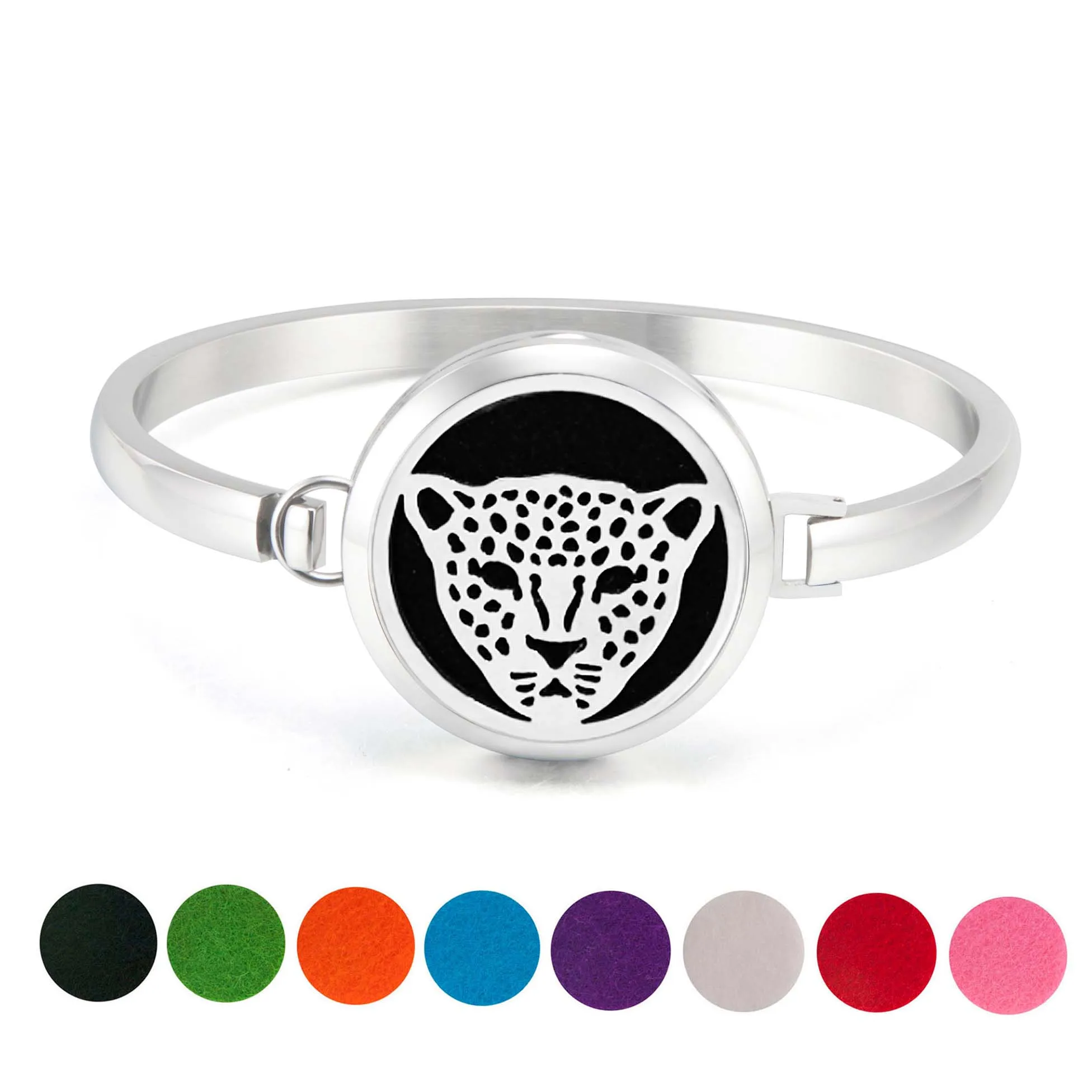 Leopard head Изготовленный Браслет-манжета из розового золота, аромотерапия, диффузор эфирного масла, браслет из нержавеющей стали 316L, модный мужской браслет - Окраска металла: Leopard head