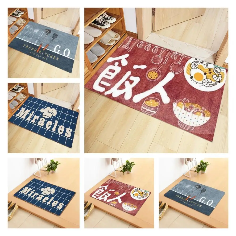 

Absorbent Floor Mat Non-Slip Flannel Cartoon Lovely Cats Kitty Door Carpet for Home