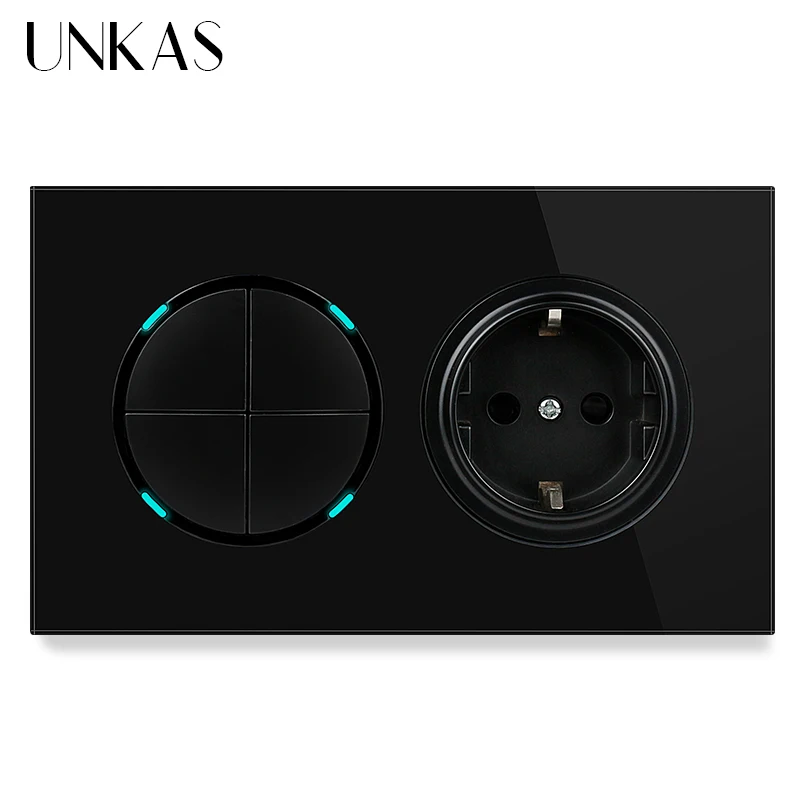 Настенная розетка UNKAS 4 комплекта 1- 2- со светодиодным индикатором 16 А |