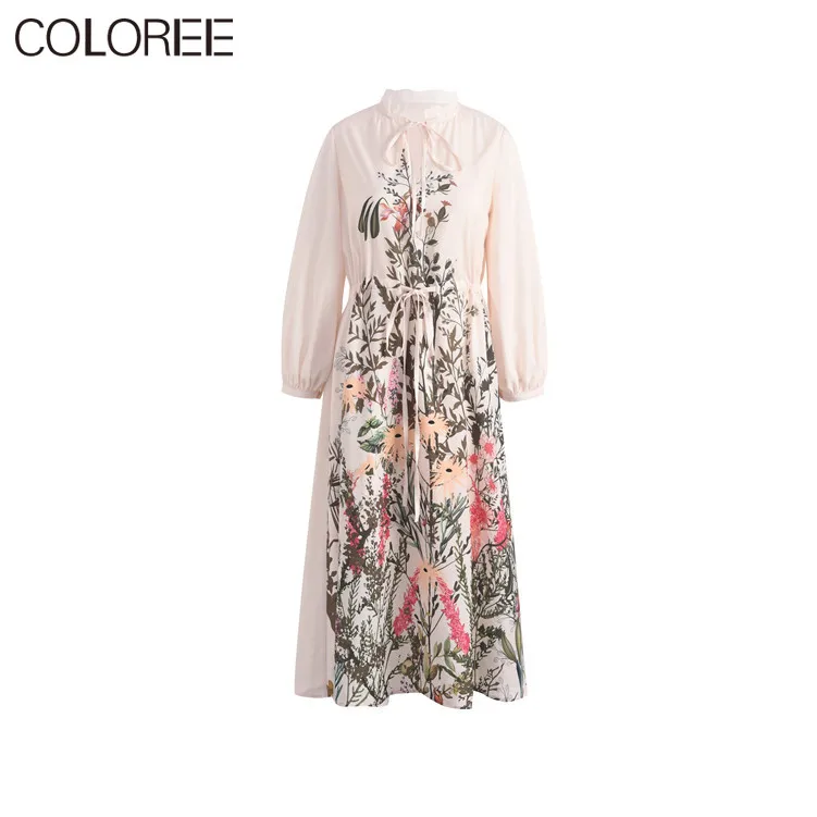 

Runway Designers Dress Women 2020 Autumn Vintage Long Sleeve Floral Printed Maxi Dresses For Women vestido de mujer