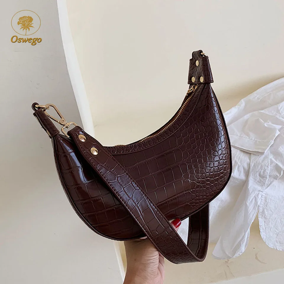 Oswego Ретро крокодиловый узор сумки через плечо для женщин 2019 модные роскошные