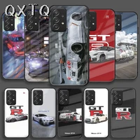 sports car skyline gtr tempered glass phone case for samsung galaxy a 10 12 20e 21 30 31 50 51 52 70 71 72 s cover cell black