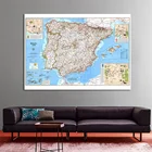 Нетканые испанская и Карта Португалии культура образование карта мира путешествия плакат холст картины виниловые настенные Стикеры для украшения дома