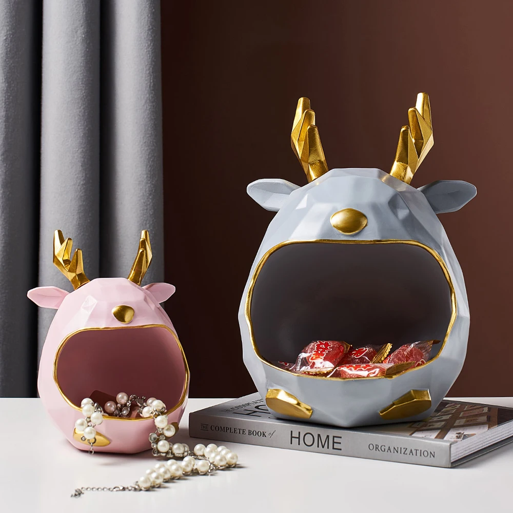 

Смола головы оленя статуя в форме милых животных Ключ Телефон домашнее хранилище корзина Декор аксессуар Дисплей пресс-форм вечерние Новый...