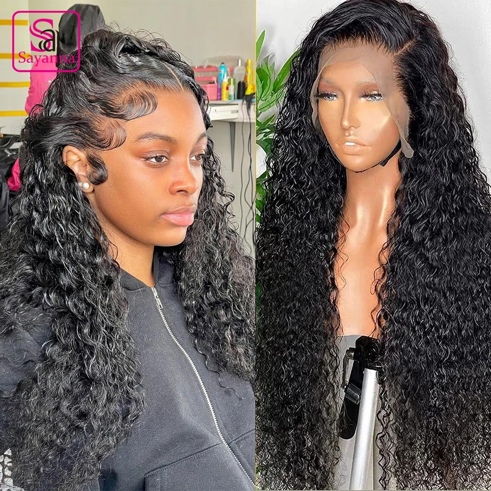 

13x4 Water Wave Lace Front Wig HD Transparent Lace Front Human Hair Wigs For Black Women 30 Inch Wavy Curly Wave Frontal Wig