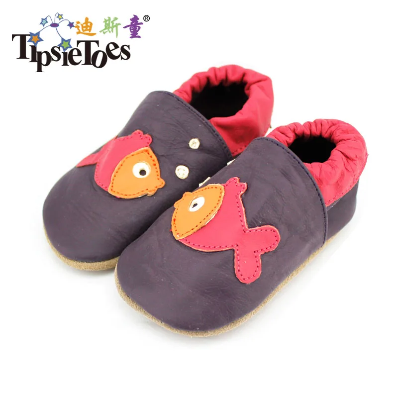 Бесплатная доставка Детские мокасины из натуральной кожи с милыми рыбками Обувь