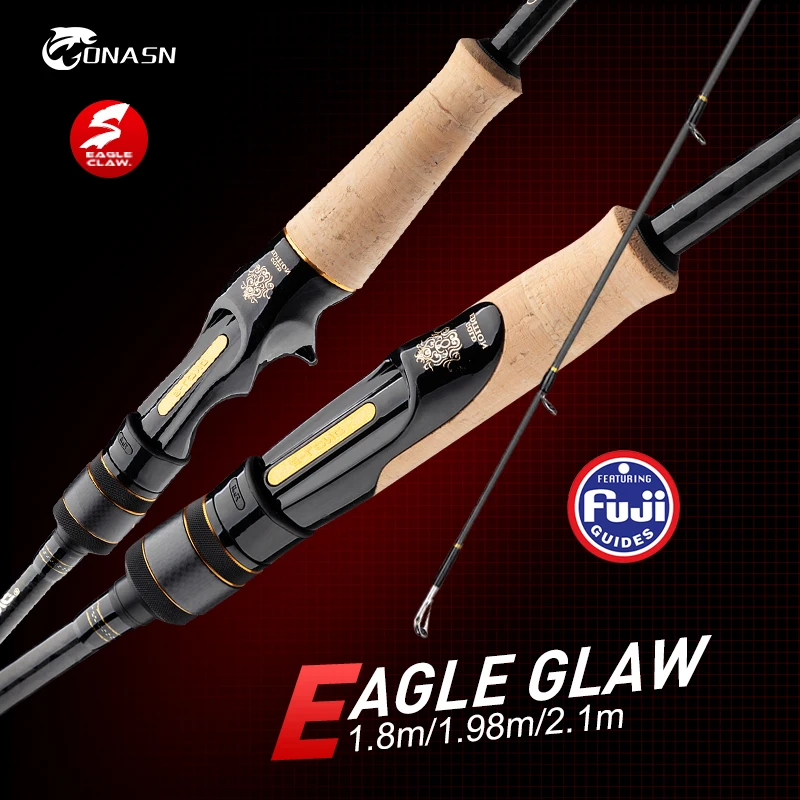 

ONASN Eagle-Claw S Fishing rods 1.8m 1.98m 2.1m Casting Rod M ML MH FUJI Guide and Reel Seat Carbon Spinning Bass Travel Tackle