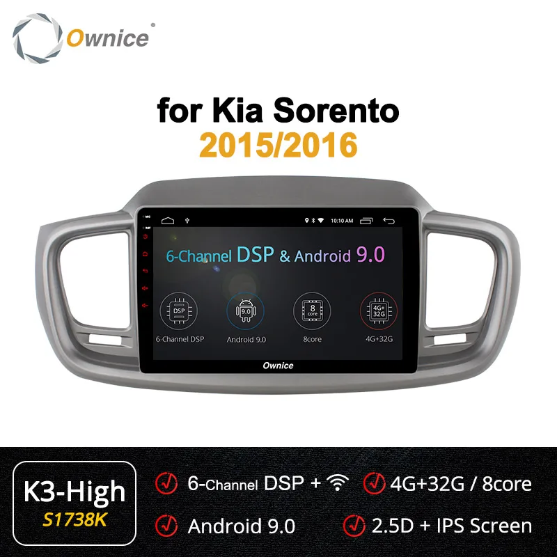 S1738 K3-High Ownice K1 K2 K3 K5 K6 Восьмиядерный Android 9,0 Автомобильный DVD радио плеер gps Navi для Kia Sorento стерео 4G 360 панорама DSP - Цвет: S1738 K3-High