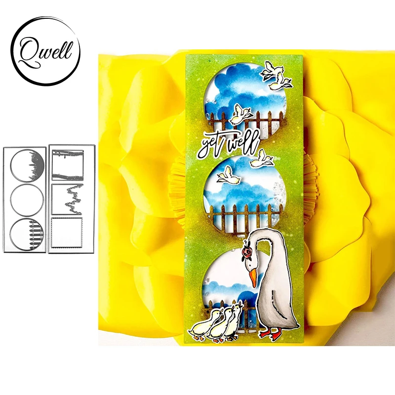 

QWELL Hollow Circle Fence Lawn Hills Trunk Slimline Metal Cutting Dies Stencil For DIY Scrapbooking Craft Decor Album 2021