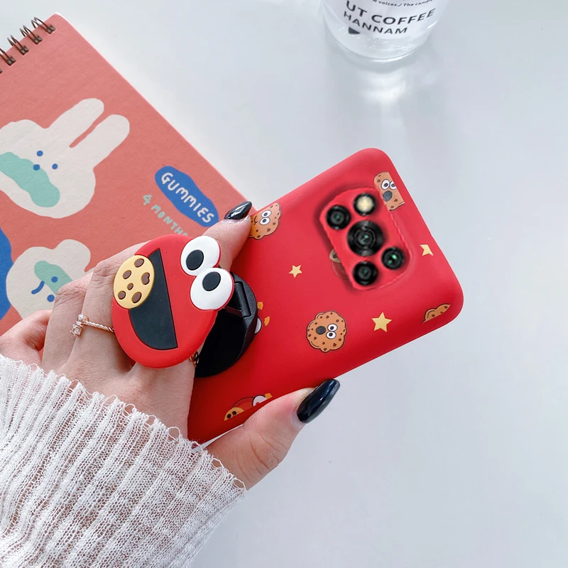 3d cartoon phone holder case for xiaomi mi poco x3 nfc m3 pro f3 pocophone f1 x4 m4 pro 4g 5g cute silicone stand cover pocom3 free global shipping