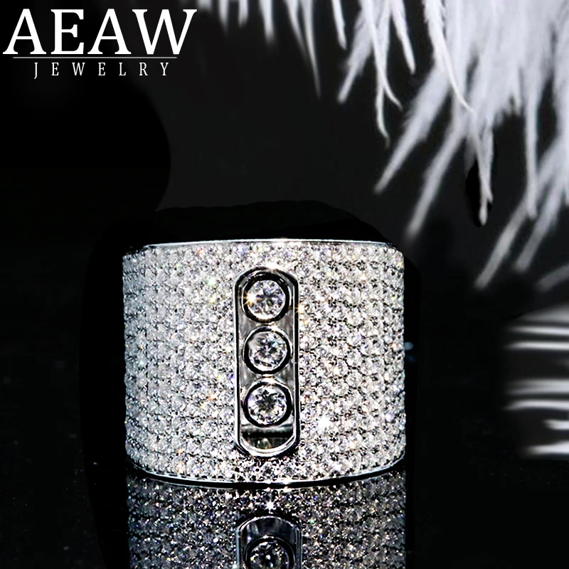 

AEAW Luxury 14K White Gold Moissanite Diamond Big Man Ring Women Ring Engagement & Wedding Ring Thumb ring