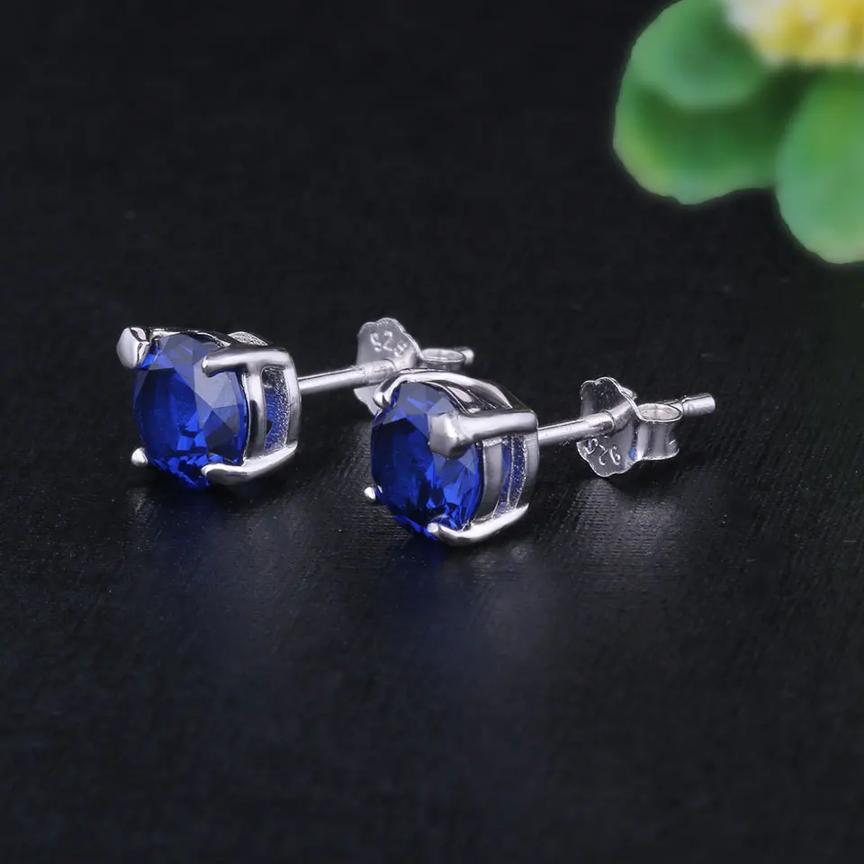 Kuololit серьги гвоздики с голубым сапфиром женская серебряная звезда