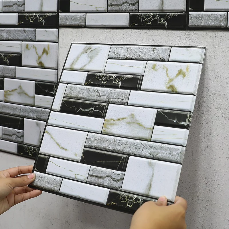 3D Self Adhesive Tile Wall Sticker Home Decor 3d Pvc Sticker Covers for Kitchen Cupboard Waterproof Wallpaper Bathroom Wallpaper