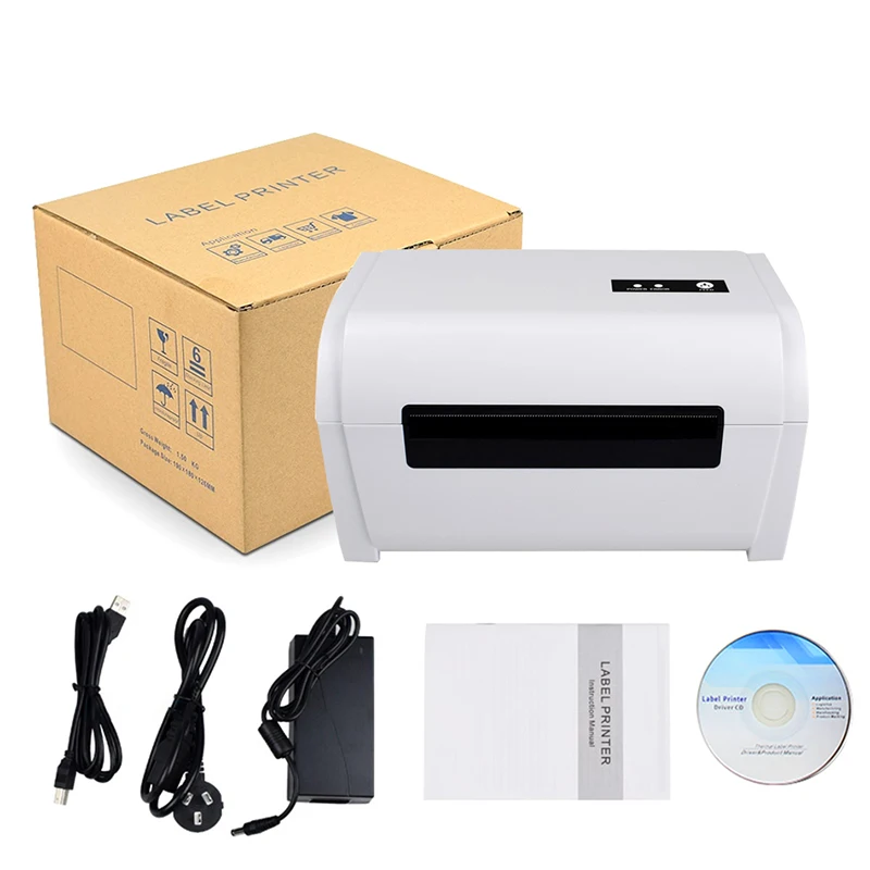 

Thermal Barcode Label Printer With Label Holder 4inch USB Bluetooth for 40-110 width Shipping sticker barcode printers machine