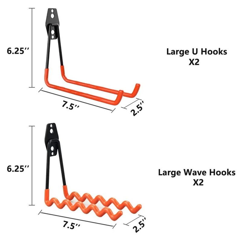 

Garage Storage Hooks Organizer Wall Mount Tool Holder for Organizing Power Tools Ladders 4 Pack
