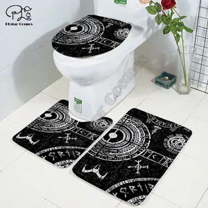cartoon funny viking tattoo 3d printed bathroom pedestal rug lid toilet cover bath mat set drop shipping style 3 free global shipping