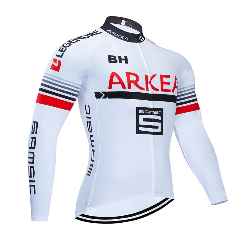 Белый Pro Team ARKEA Велоспорт Джерси 9D Bib набор MTB Франция Мужская одежда для велосепидистов Зимняя Теплая Флисовая велосипедная Одежда для велоспорта - Цвет: Белый