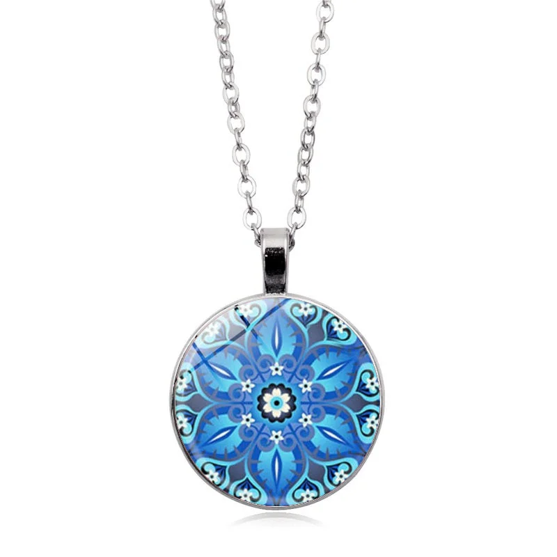 

Flower of Life Necklace Om Chakra Flower Pendant Mandala Jewelry Sacred Geometry Necklace Cabochon Time Gem Spiritual