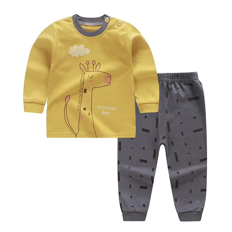 

L1545 Baby Boy Clothes Set Clothes Cartoon Print Outfit Baby Boy Outfit Top And Pant Children Good Quality Cotton Sets 2pcs