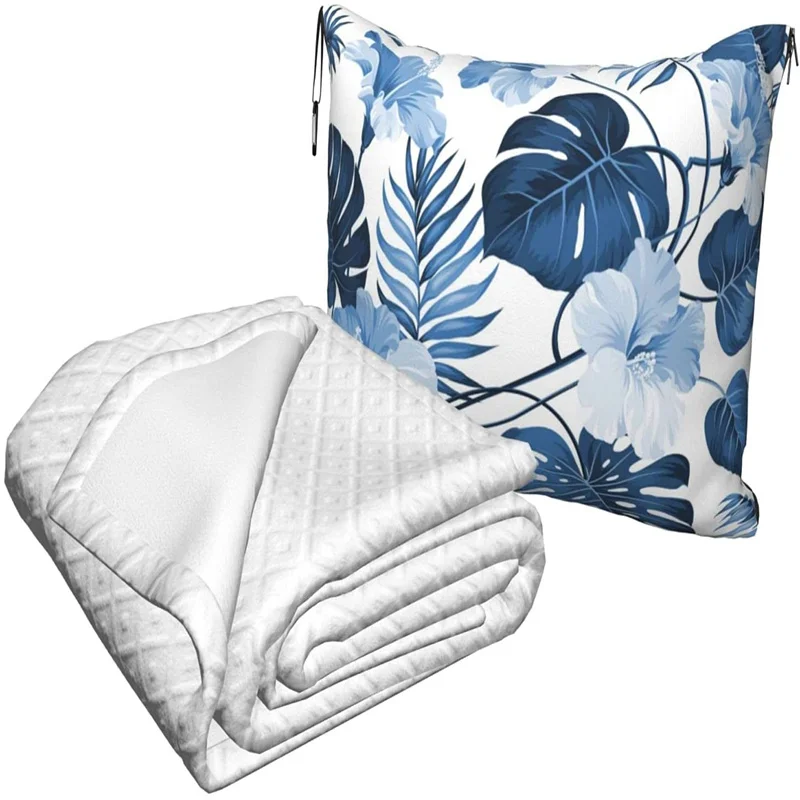 barato Folha De Palmeira Flor Viagem Travesseiro Cobertor Dois-em-um Mochila Cinta E Compacto Avião Saco Cintura Suporte 60x43 Polegadas