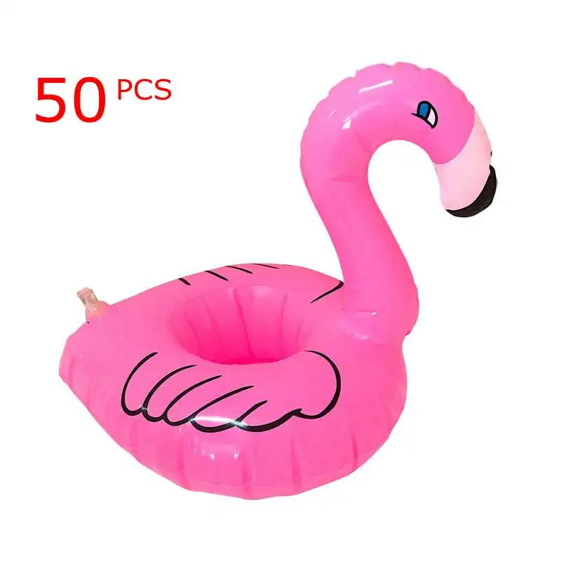 50PCS Christmas Decoration Inflatable Flamingo Drink Holder Party DIY Toy Swimming Water Toys Beverage Boats Baby Pool - купить по