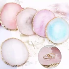 Полимерная тарелка для хранения, окрашенная палитра мраморный поднос, витрина для ювелирных изделий, ожерелье, кольцо, серьги, фоторамка с золотым ободом, тарелка, Декор