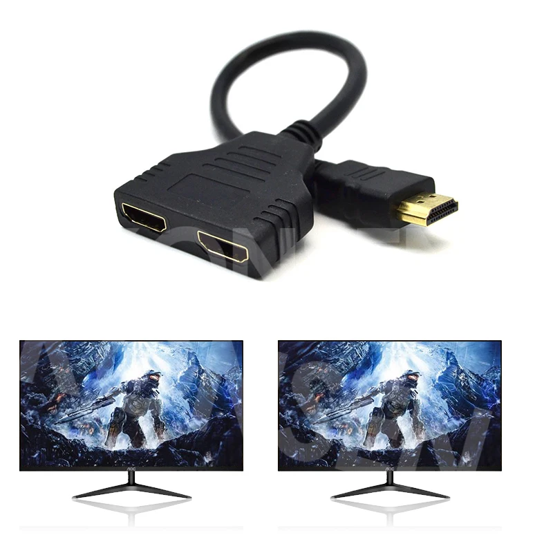 Фото 1080P HDMI адаптер кабель разветвитель 1 Мужской Двойной 2 Женский Y сплиттер в HD