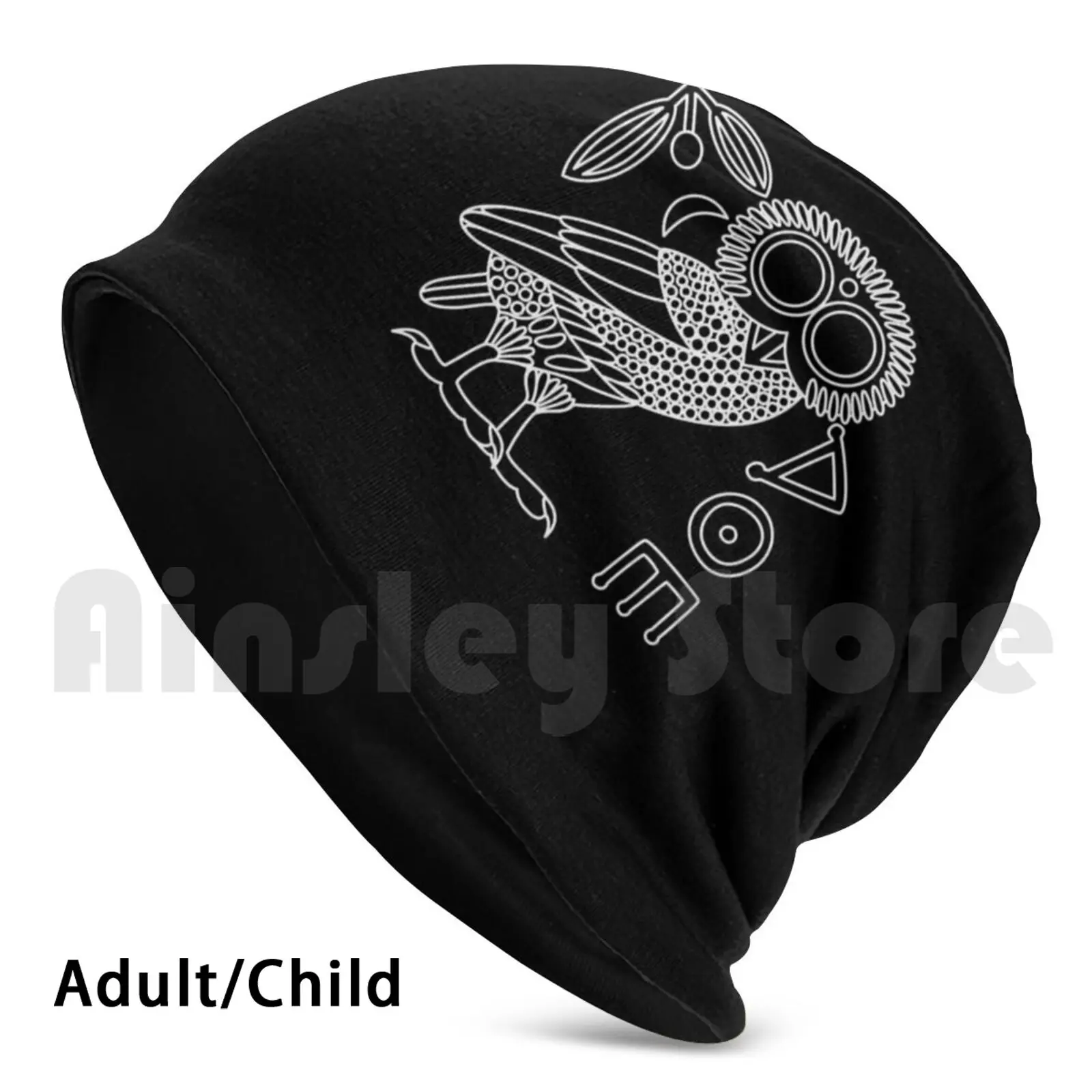 

Owl Of Athena [ Black All ] Beanies Pullover Cap Comfortable Owl Athens Owlet Athena Athenian Greece Greek Ancient
