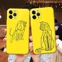 cartoon line animal lion wolf owl tpu phone case for iphone 6s 7 8 plus x xr xs 11 12 mini pro max silicone protective sleeve