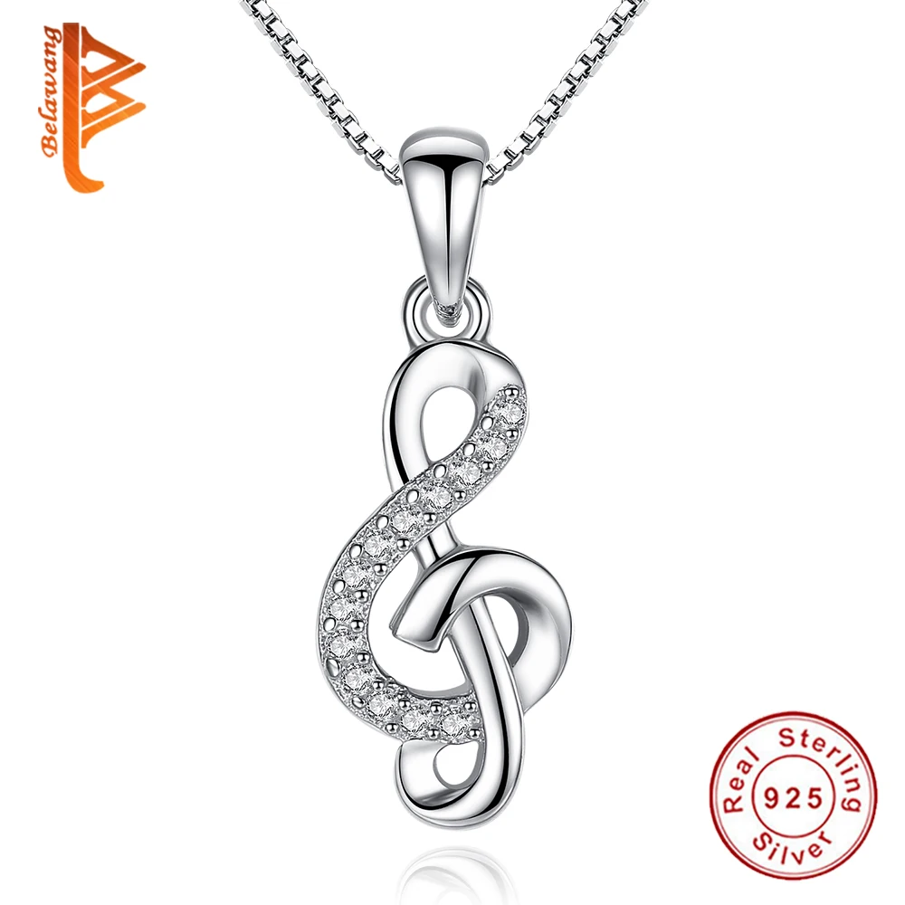 

Wholesale 5PCS 925 Sterling Silver Necklaces Crystal Music Note Pendant Necklace For Women Wedding Birthday Gift Femals Jewelry