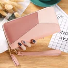 Длинный кошелек контрастных цветов, новинка 2021, женский клатч, модная вместительная сумочка-кошелек на молнии в японском и южнокорейском стиле