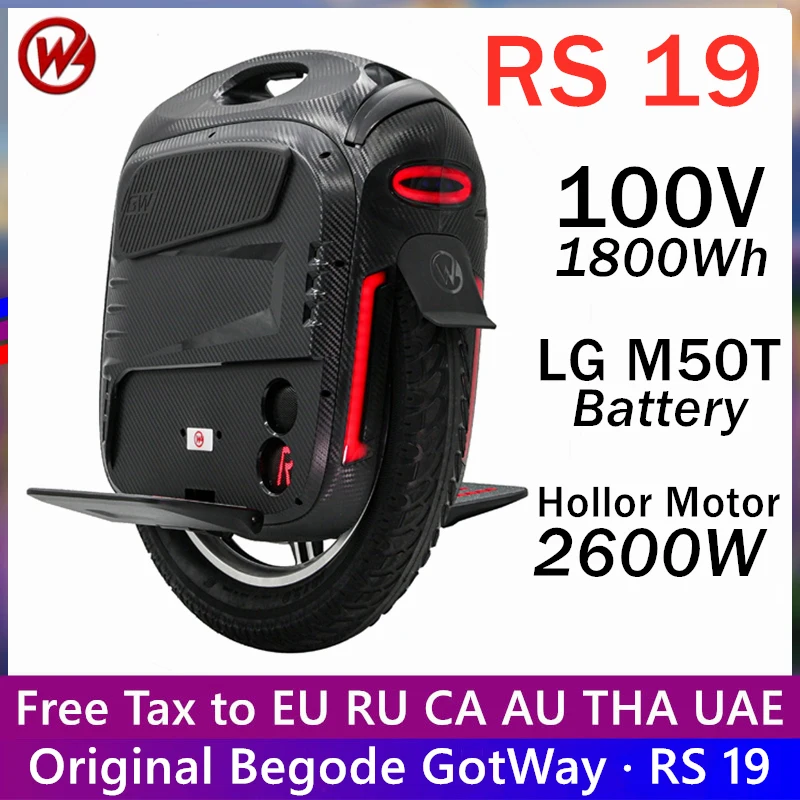 

Original Begode Gotway RS Unicycle 18inch RS 19 Electric Monowheel 2600W LG 100V 1800Wh One Wheel High Torque Speed Scooter