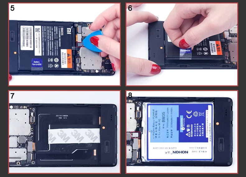 Nohon Аккумулятор для Xiaomi mi 5 5S 4C Red mi Note 2 3 BM35 BM36 BM22 BM45 BM46 запасная батарея для телефона высокого Ёмкость+ Бесплатные инструменты