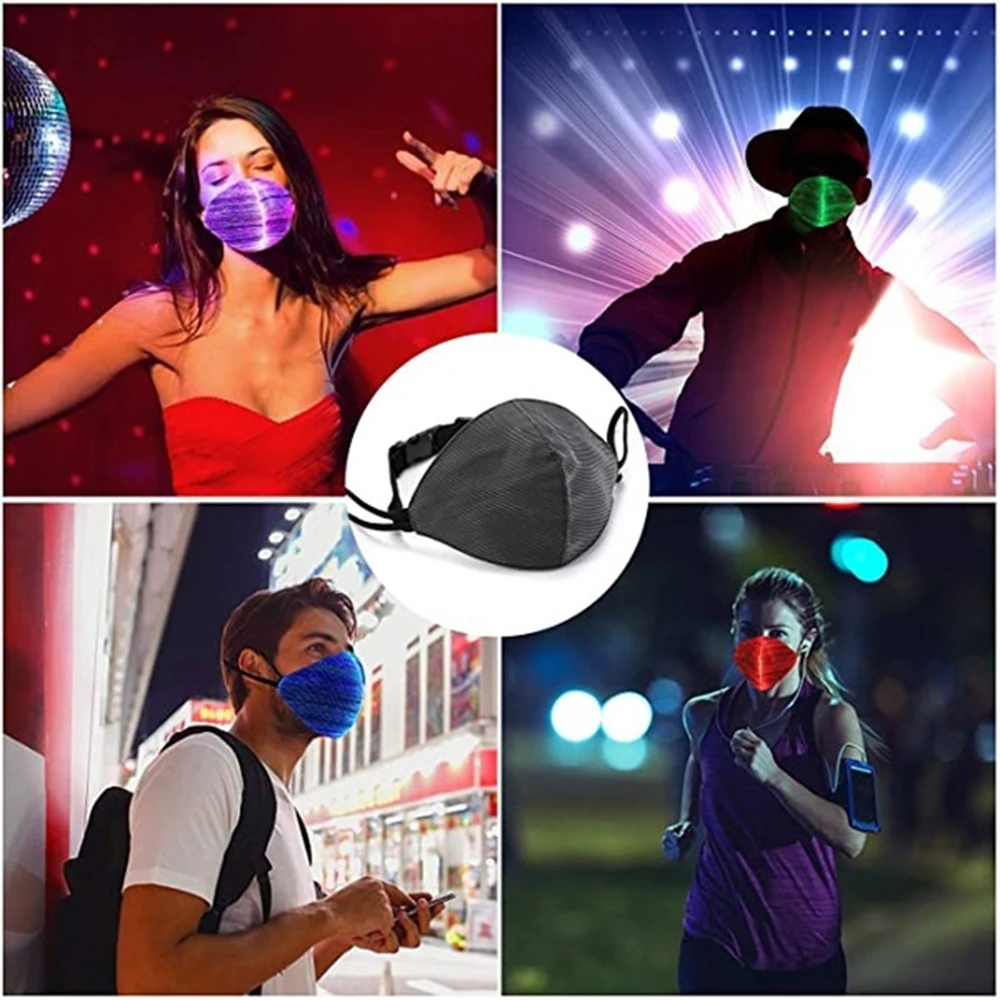 

LED Light Optical Fiber Fabric Cool Mask Personality Chargeable Dustproof Halloween Rave Music Party Glow KTV Props LED Mask