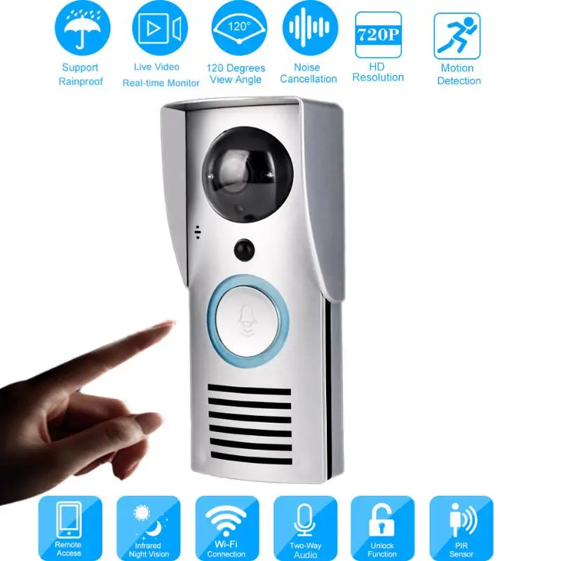 Wi-Fi 720P видео дверной звонок беспроводной домофон монитор умный звонок HD камера PIR датчик движения ночное видение разблокировка