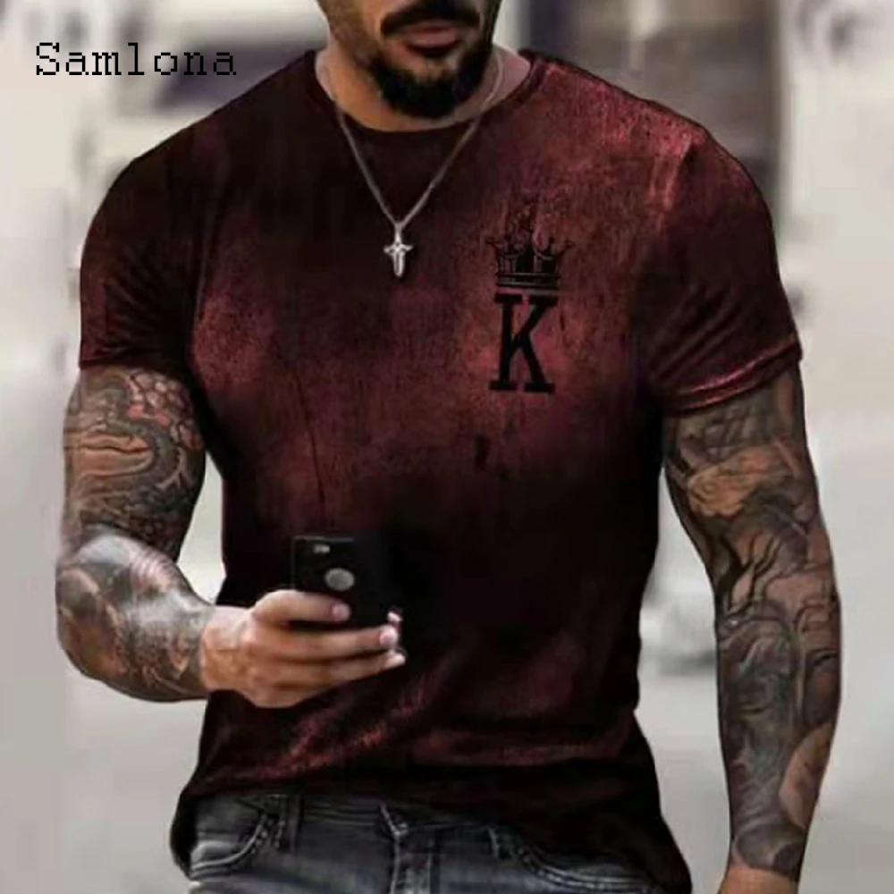 

2021 New Patchwork Summer Top Sexy Mens clothing Gothic Playcard Print T-shirt Casual Pullovers Plus Size 4xl 5xl Men Tees Shirt