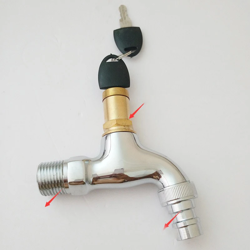 Copper Valve Core Bibcocks Outdoor Water Tap With Lock Basin Washing Machine Garden Stainless Steel Safety Faucet Hardware | Обустройство