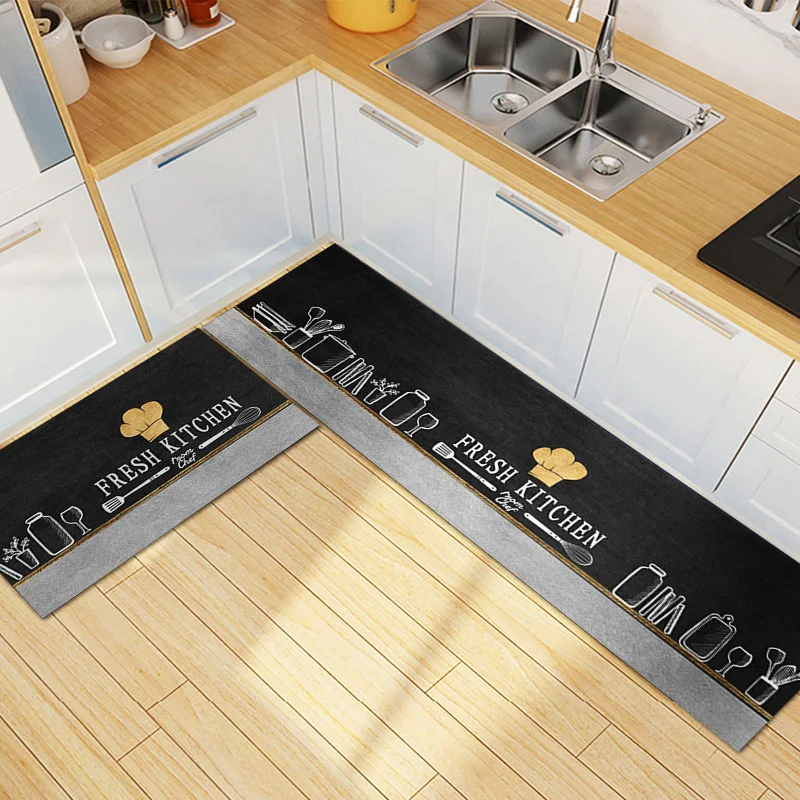 kitchen floor mat long plush carpet two piece set of kitchen home water absorption and dirt resistance tapis de cuisine long free global shipping