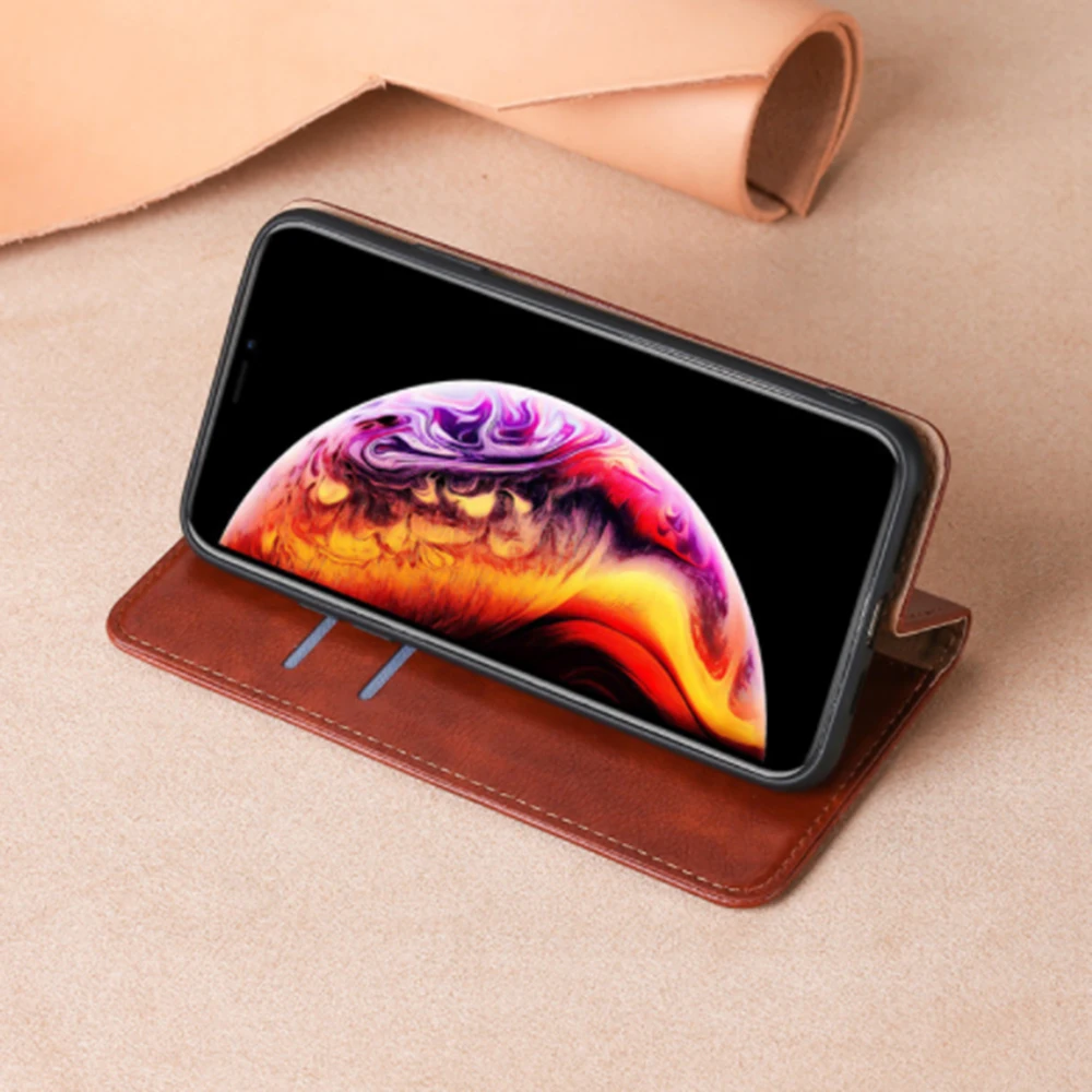 Кожаный чехол для телефона iPhone 11 Pro Max XS XR 7 8 6 6s Plus откидной держатель подставка
