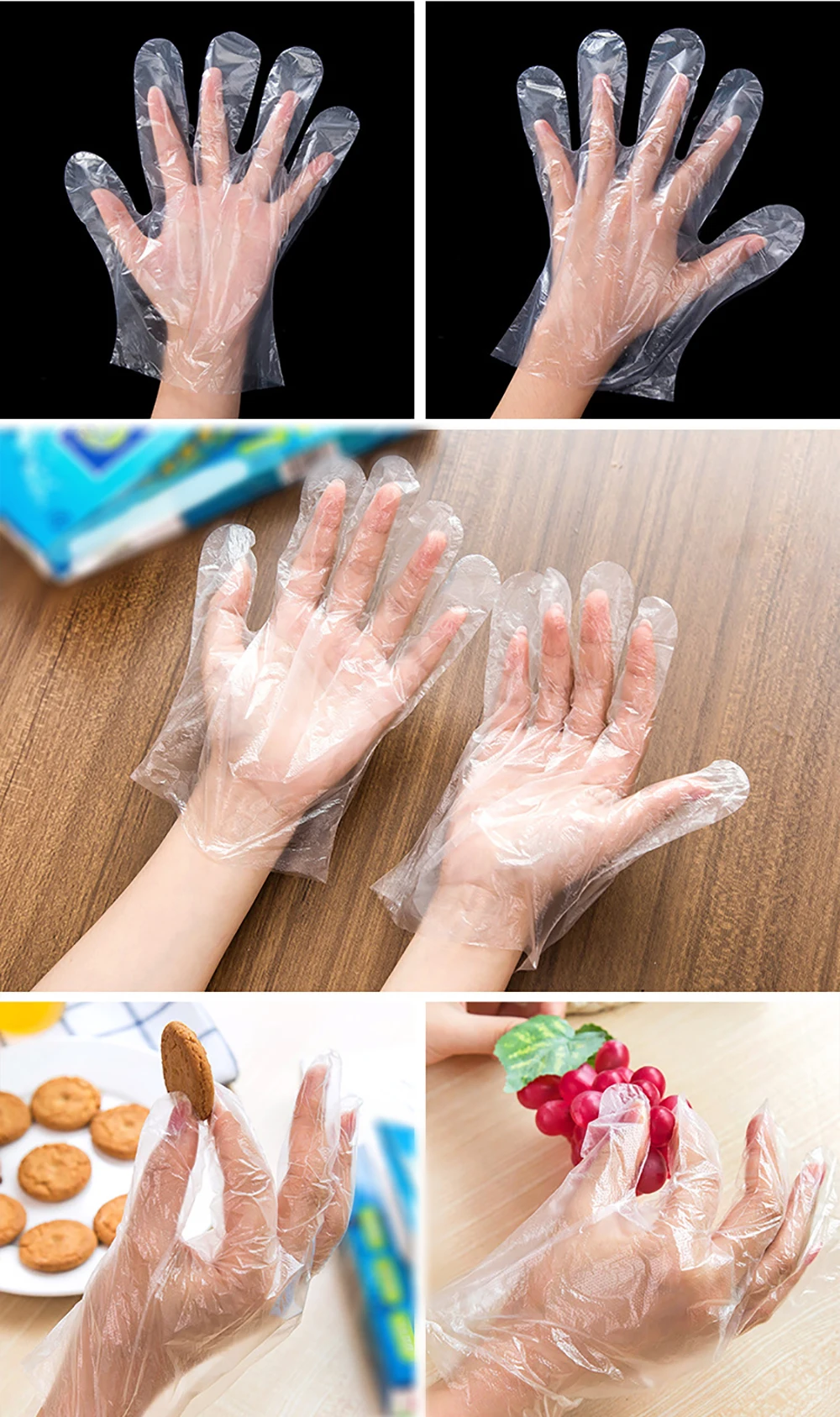 100 200 шт. Кухня перчатки одноразовые полиэтиленовые прозрачные латексные повязки