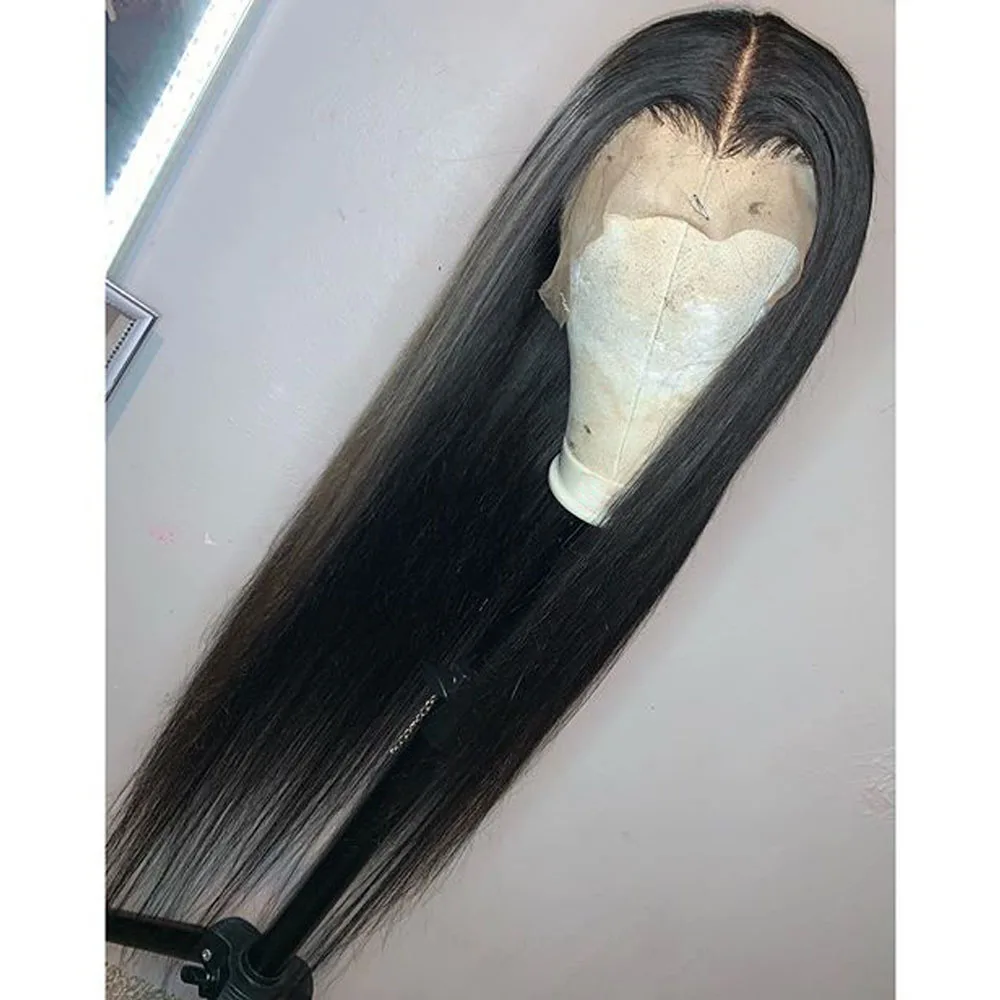 Black Straight Lace Frontal Wigs for Women Synthetic Fiber Hair Long Straight Wigs Half Tied Synthetic Lace Wigs