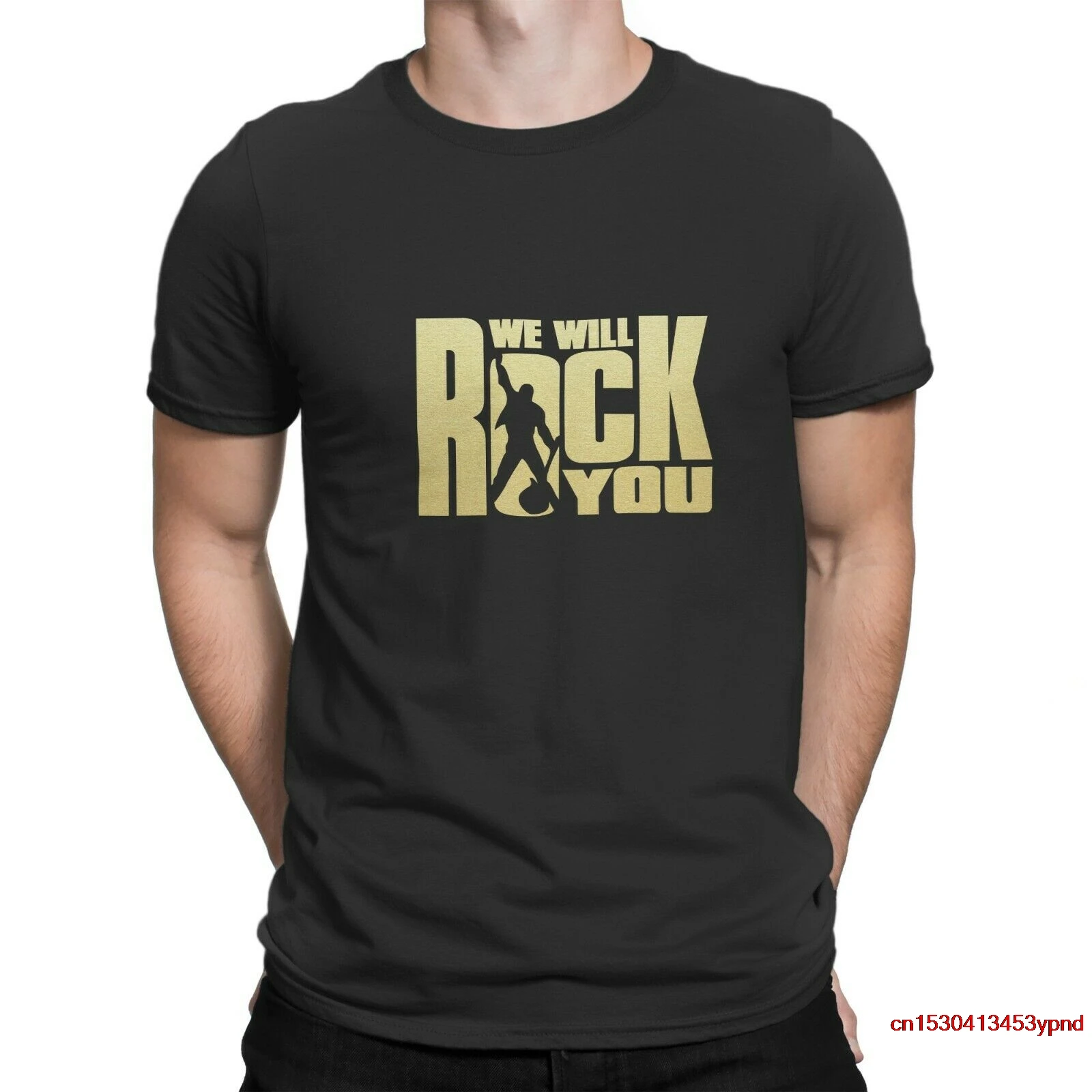 Freddie Mercury We Will Rock You Gold Men печатная Футболка мужская футболка с надписью queen|Мужские