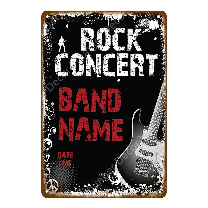 Hard Rock Music Fstival Tin Signs Vintage Metal Plaque Retro Jazz Kiss Band Wall Art Poster For Bar Pub Club Decor YA008 | Дом и сад
